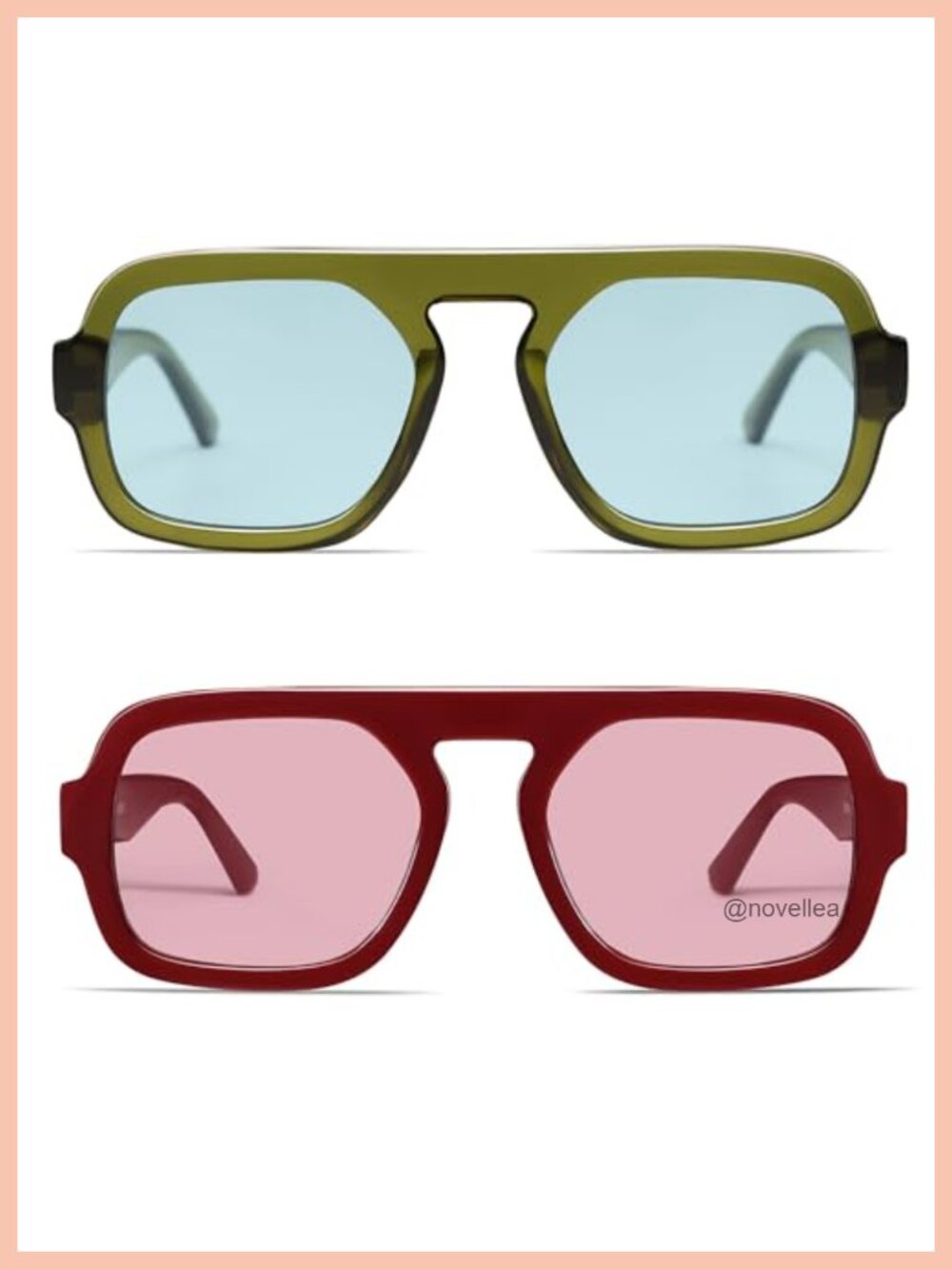 Retro Square Aviator Sunglasses for Women Men UV400 Protection